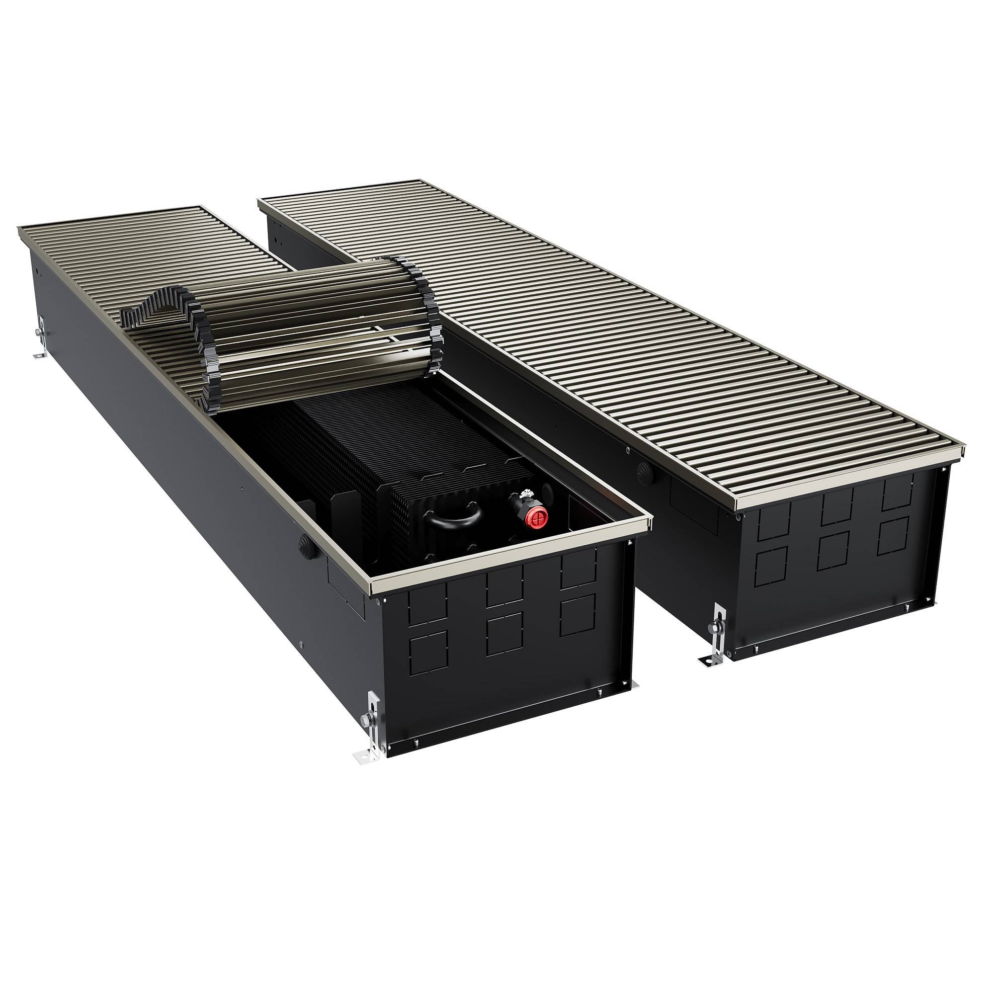 Конвектор внутрипольный Royal Thermo ATRIUM TURBO 190x300x2500 мм инверторный решетка Светлая бронза НС-1666483