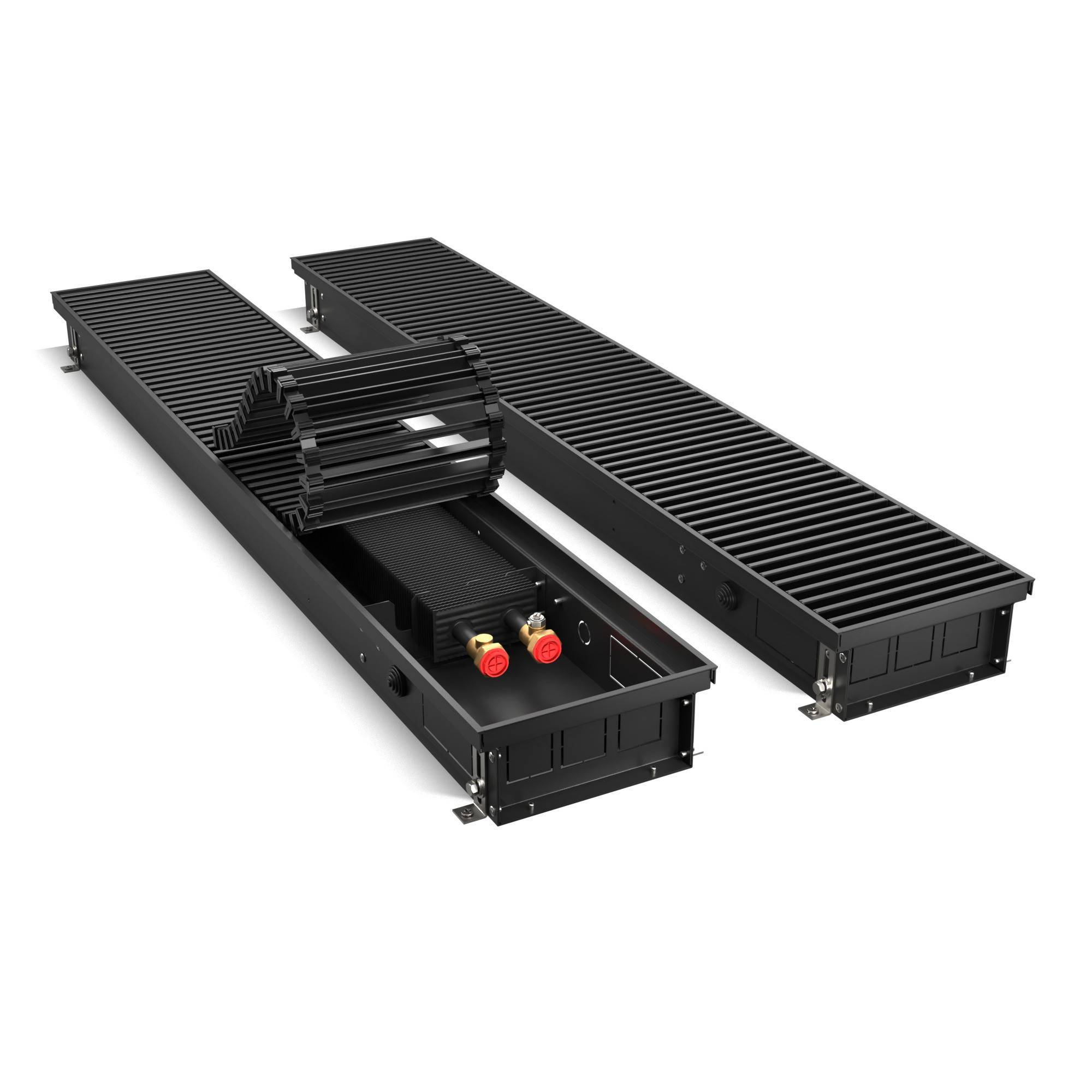 Конвектор внутрипольный Royal Thermo ATRIUM 90x200x900 мм с решеткой Черный ATRIUM-90/200/900-DG-U-BL