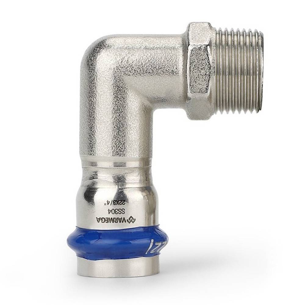 Угольник 90° Varmega Inox Press раструб — наружная резьба 15 мм x 1/2 1659687