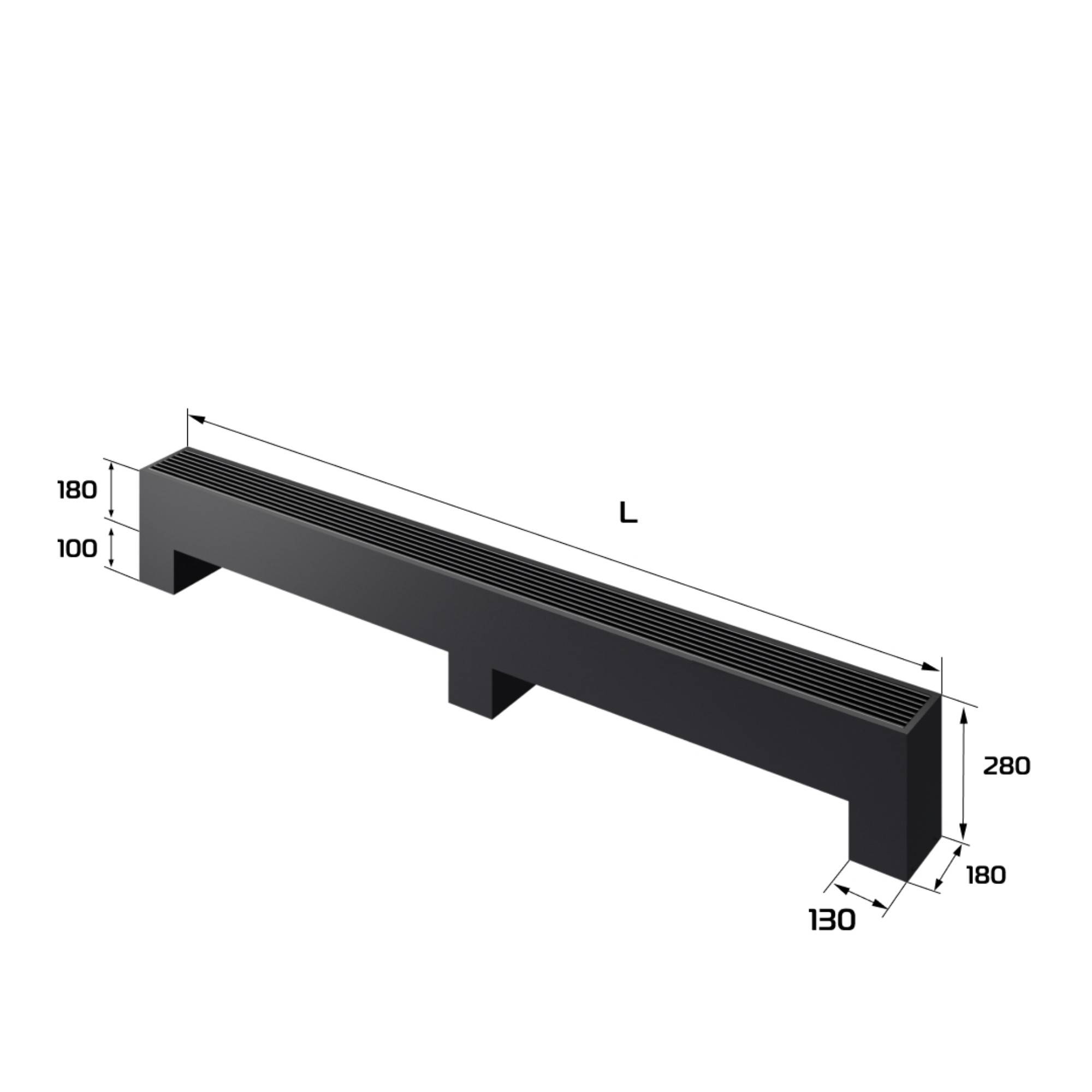 Конвектор напольный Royal Thermo STEP 180x180x3000 мм черный НС-1635999