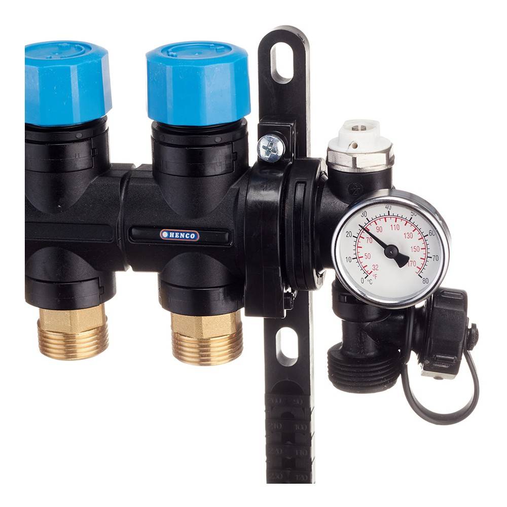 Коллекторная группа Henco MDK 1 x 8 x 3/4 EK композитная с расходомерами и термометрами MDK-08