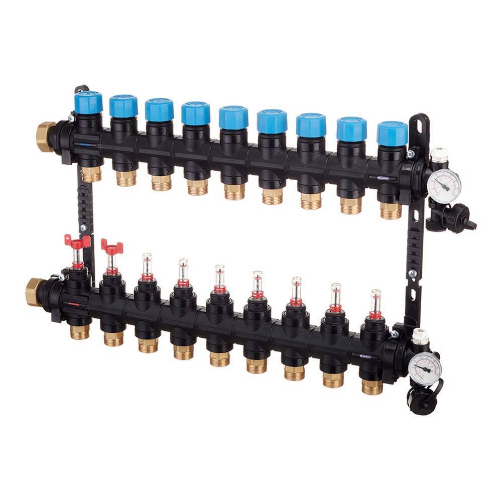 Коллекторная группа Henco MDK 1 x 9 x 3/4 EK композитная с расходомерами и термометрами MDK-09