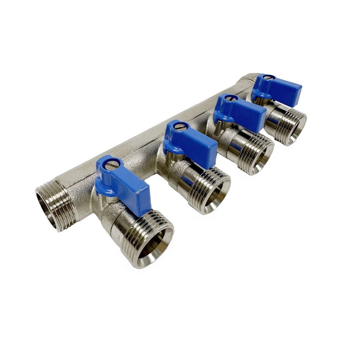 Коллектор HENCO 3/4 с синими шаровыми кранами 4 выхода 3/4 EK НС-1646872