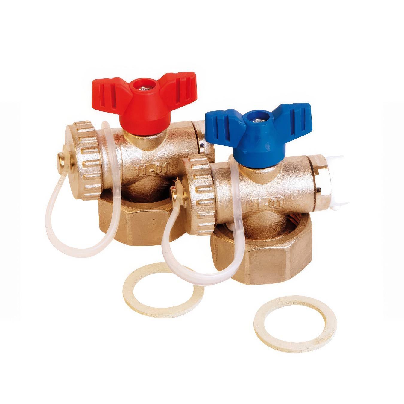 Комплект концевых элементов Henco с шаровым краном и воздухоотводчиком никелированный 1x1/2x3/8 2 шт EK-SET2N