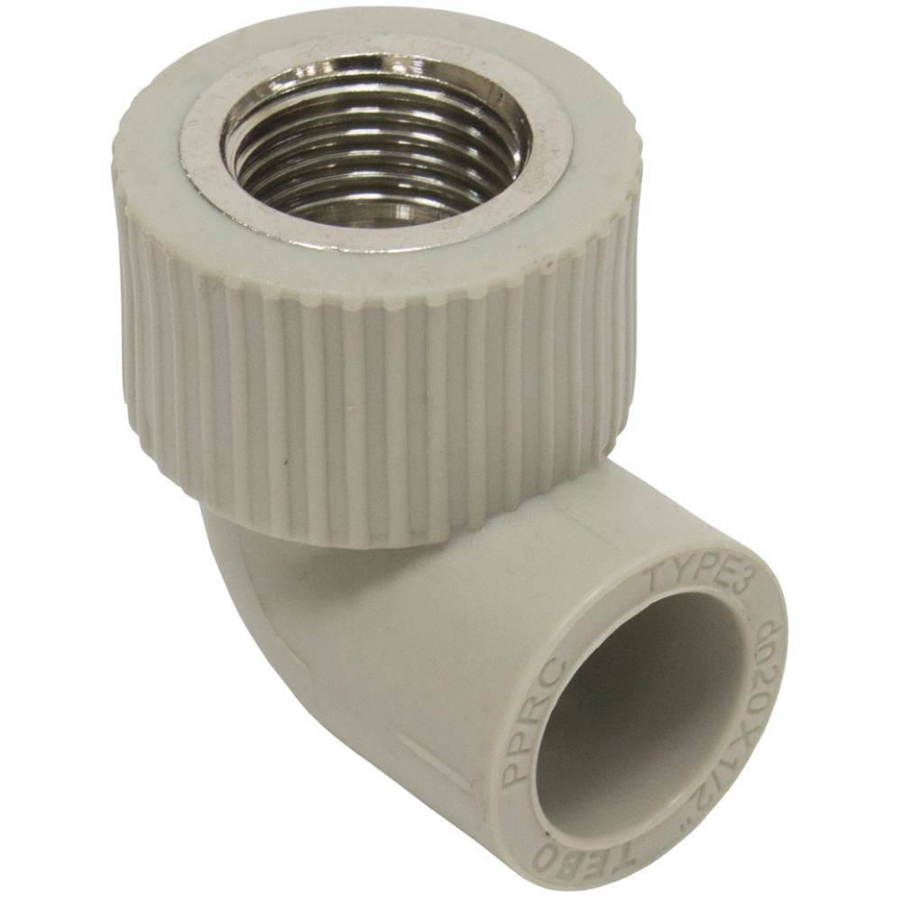 Угольник полипропиленовый комбинированный TEBO 90° 25x3/4 ВР 031030407