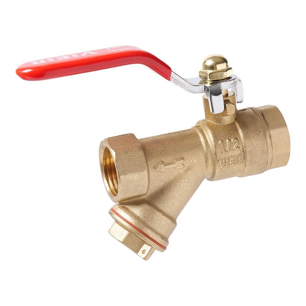 Кран шаровой ViEiR с фильтром 1 дюйм ВВ рычаг латунный GL145