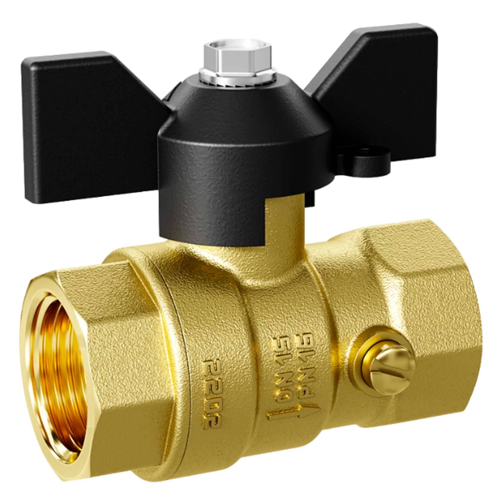 Кран шаровой латунный LD Pride 44.15.В-В.2М.Б Ду 15 Ру 16 для манометра бабочка 44.15.В-В.2М.Б