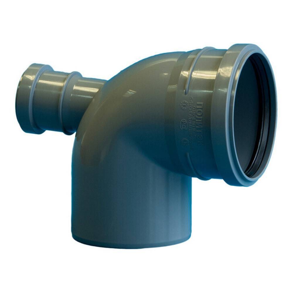 Отвод для внутренней канализации Политэк 110 мм 90° с выходом 50 мм фронтальный 1306832