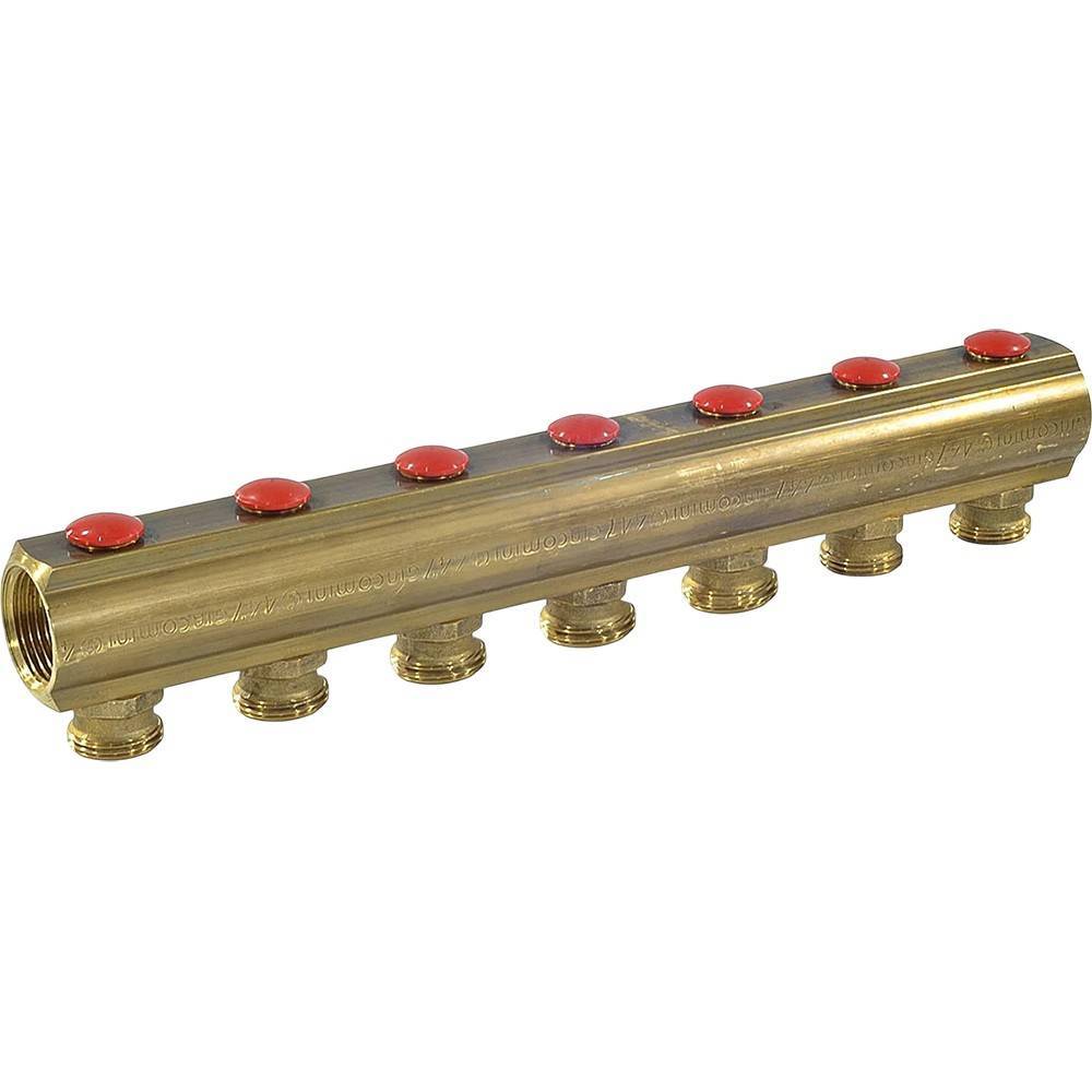 Коллектор Giacomini R553S 1 x 3/4 Евроконус на 7 выходов с отсечными клапанами R553SY047