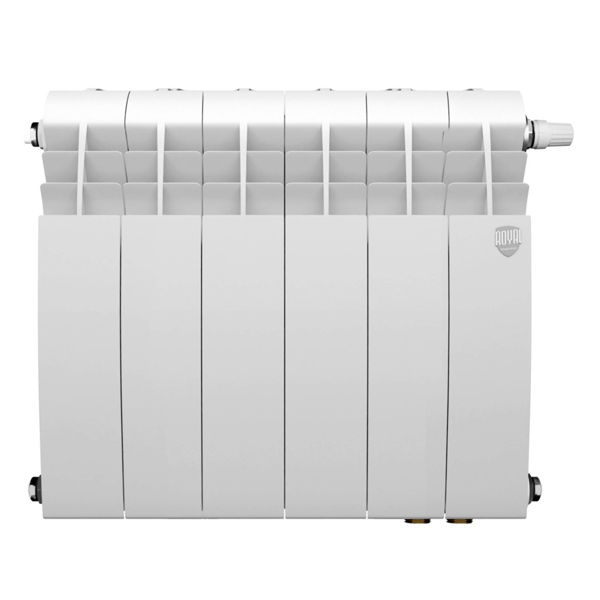Радиатор биметаллический Royal Thermo BILINER 350 Bianco Traffico 6 секций нижнее подключение RAL 9016 НС-1682244