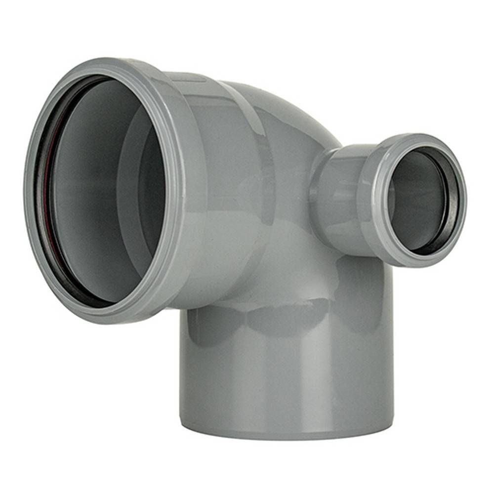 Отвод TEBO для внутренней канализации 110х87° с выходом правый 50 мм серый 013021302