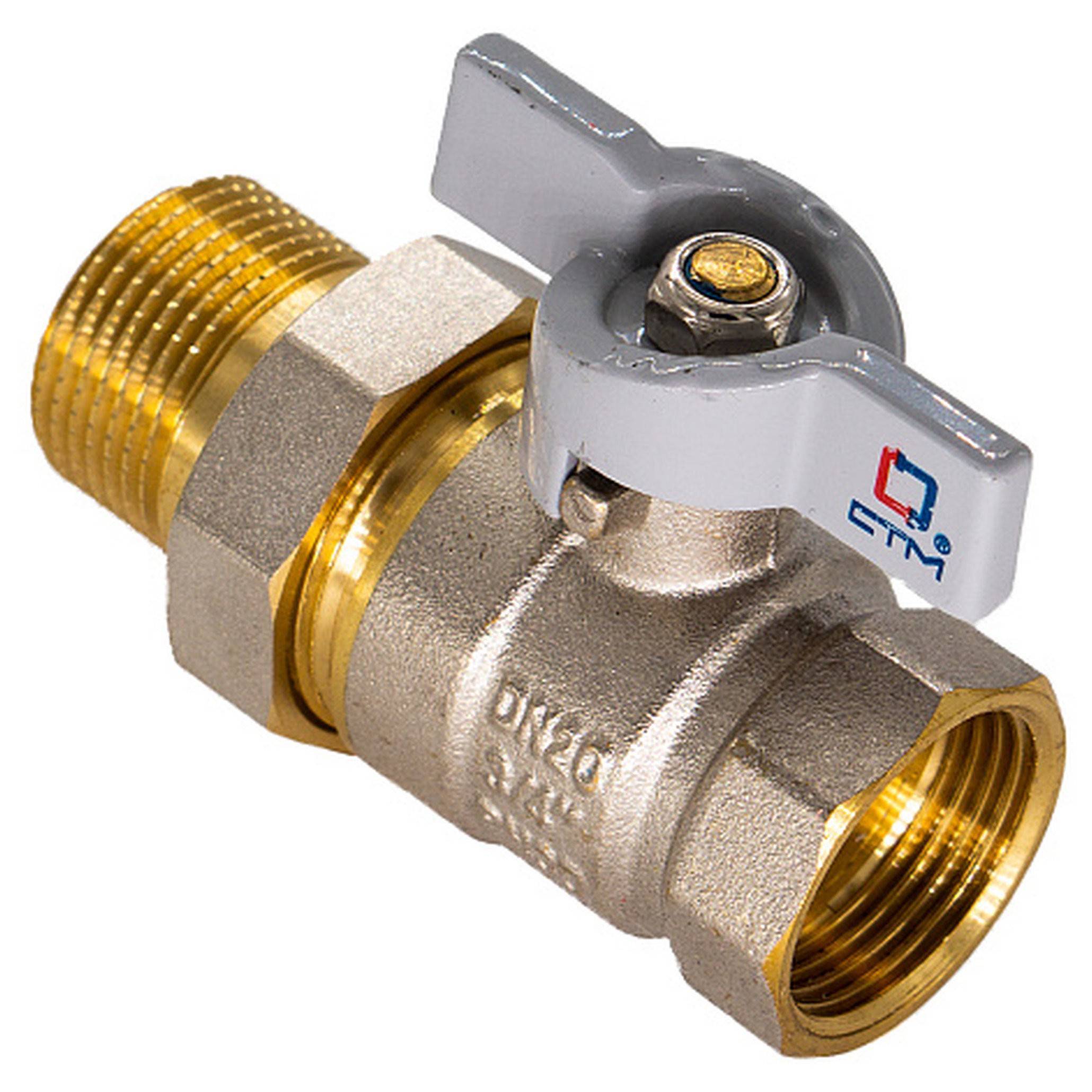 Кран шаровой CTM СТАНДАРТ 1 с накидной гайкой бабочка CWAFM001