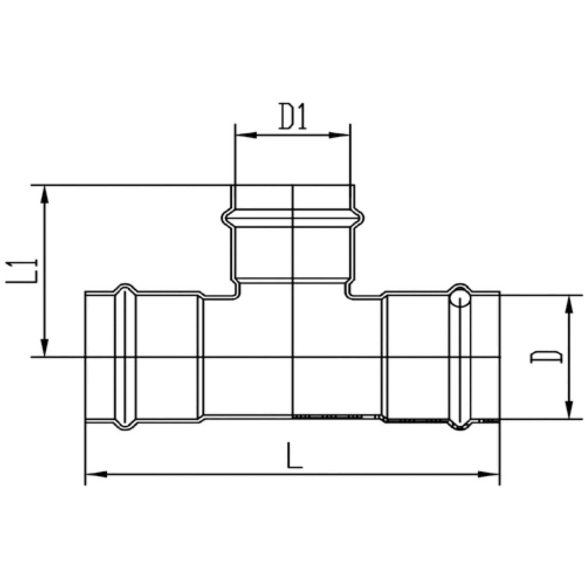Тройник пресс VIEIR VER-PRO из нержавеющей стали 22х18х22 мм 1450996