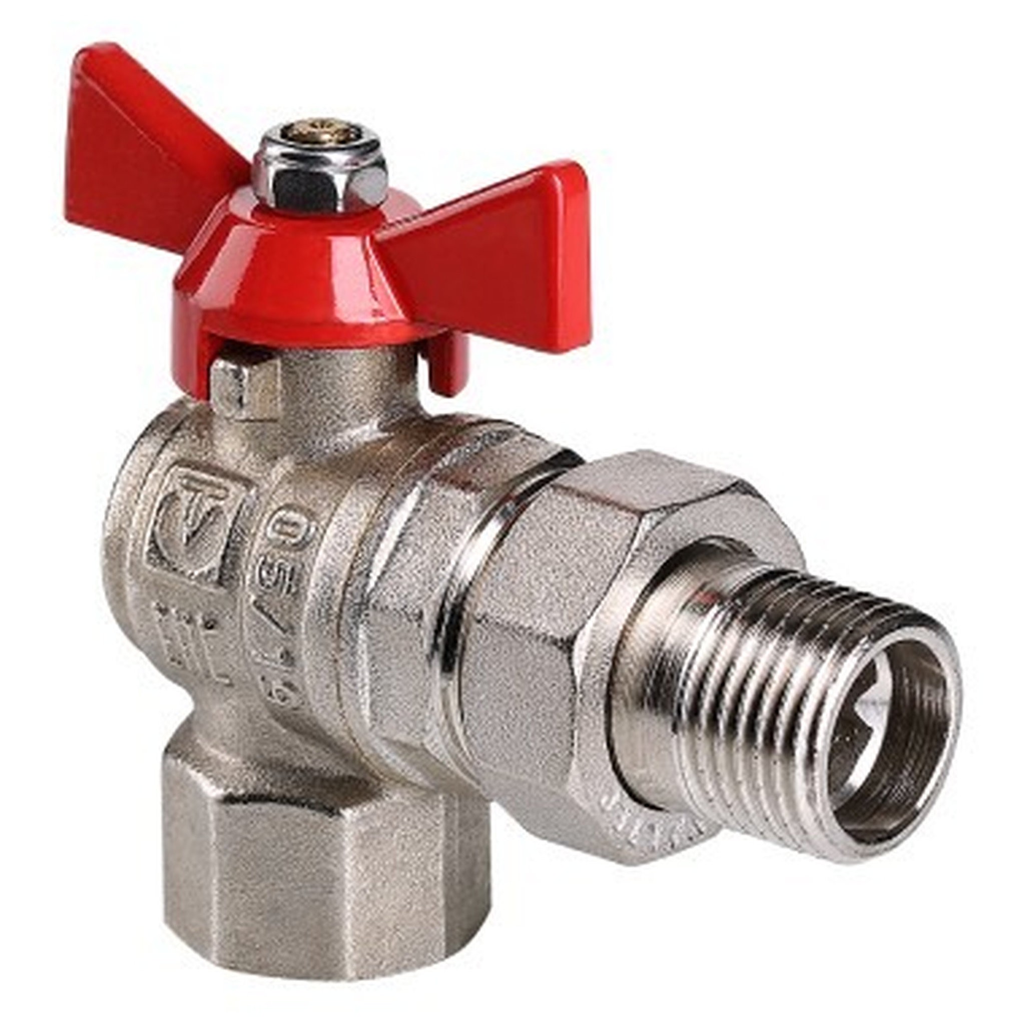 Кран шаровой Valtec BASE угловой с полусгоном 1 ВН бабочка VT.228.N.06