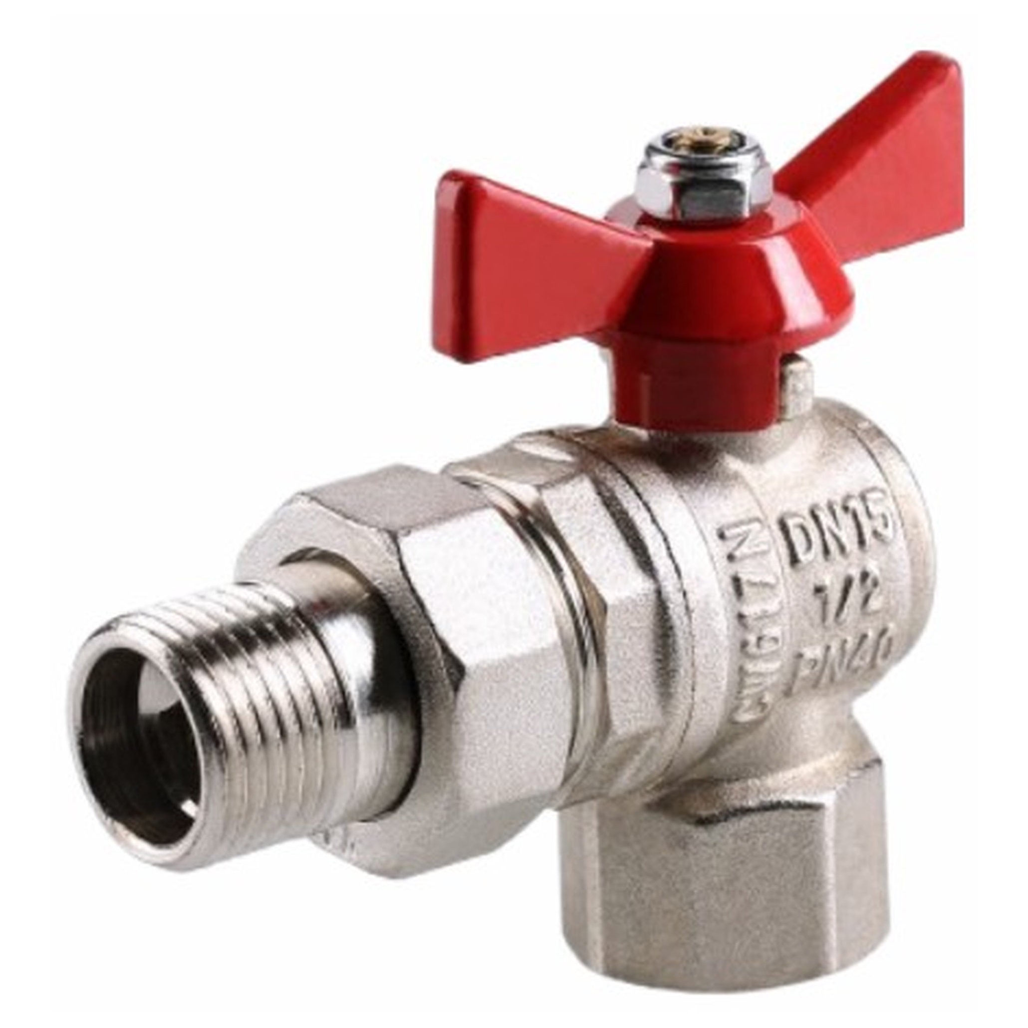 Кран шаровой Valtec BASE угловой с полусгоном 1 ВН бабочка VT.228.N.06