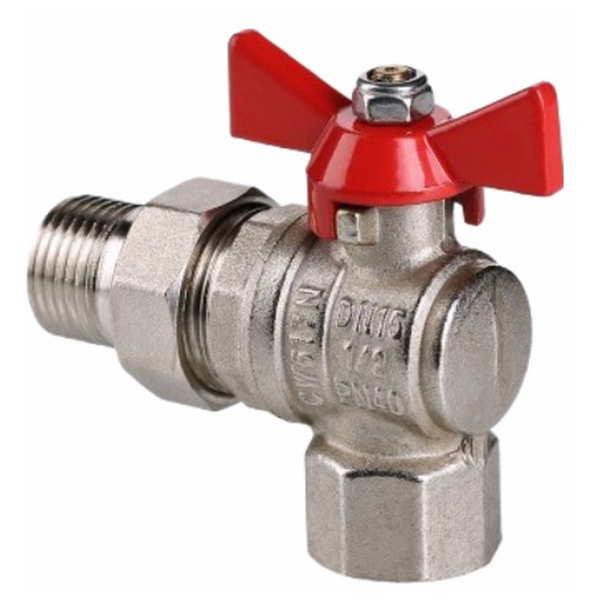 Кран шаровой Valtec BASE угловой с полусгоном 1 ВН бабочка VT.228.N.06