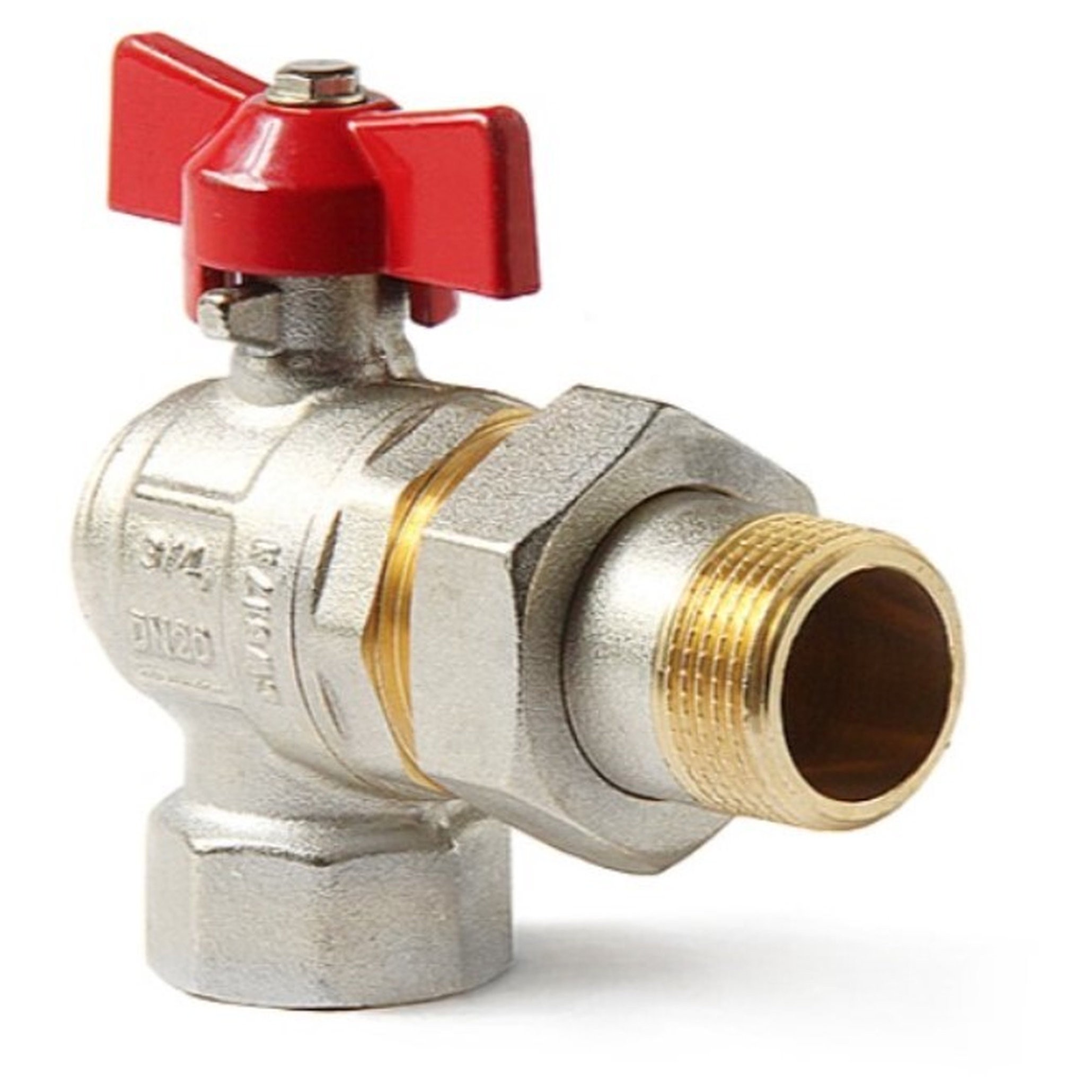 Кран шаровой угловой ViEiR 3/4 дюйма со сгоном бабочка VER48