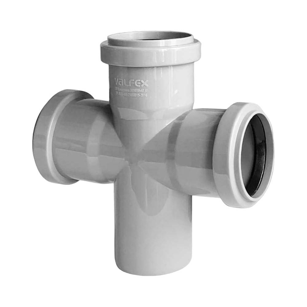 Крестовина одноплоскостная VALFEX PP-H для внутренней канализации 110x110x50 мм 87.5° 27211115