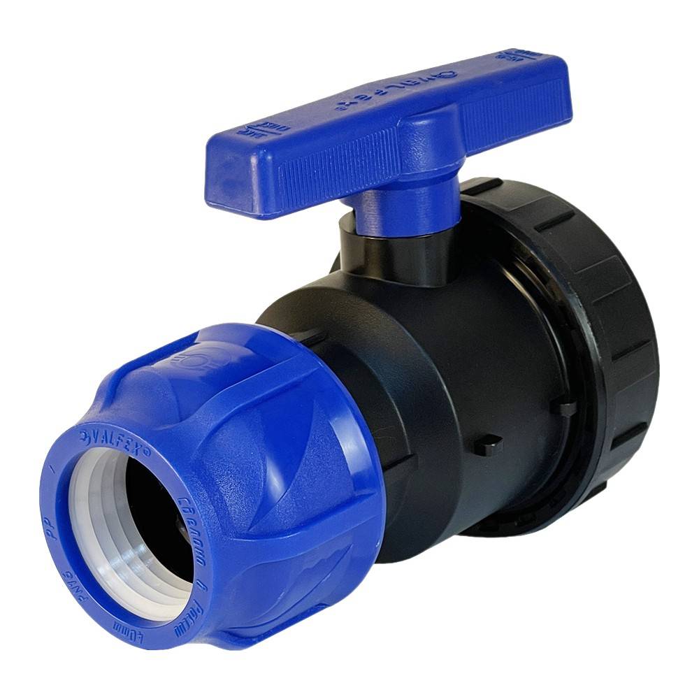 Кран шаровой компрессионный VALFEX ПНД 40 мм x 1 1/4 ВР разборный 1425597