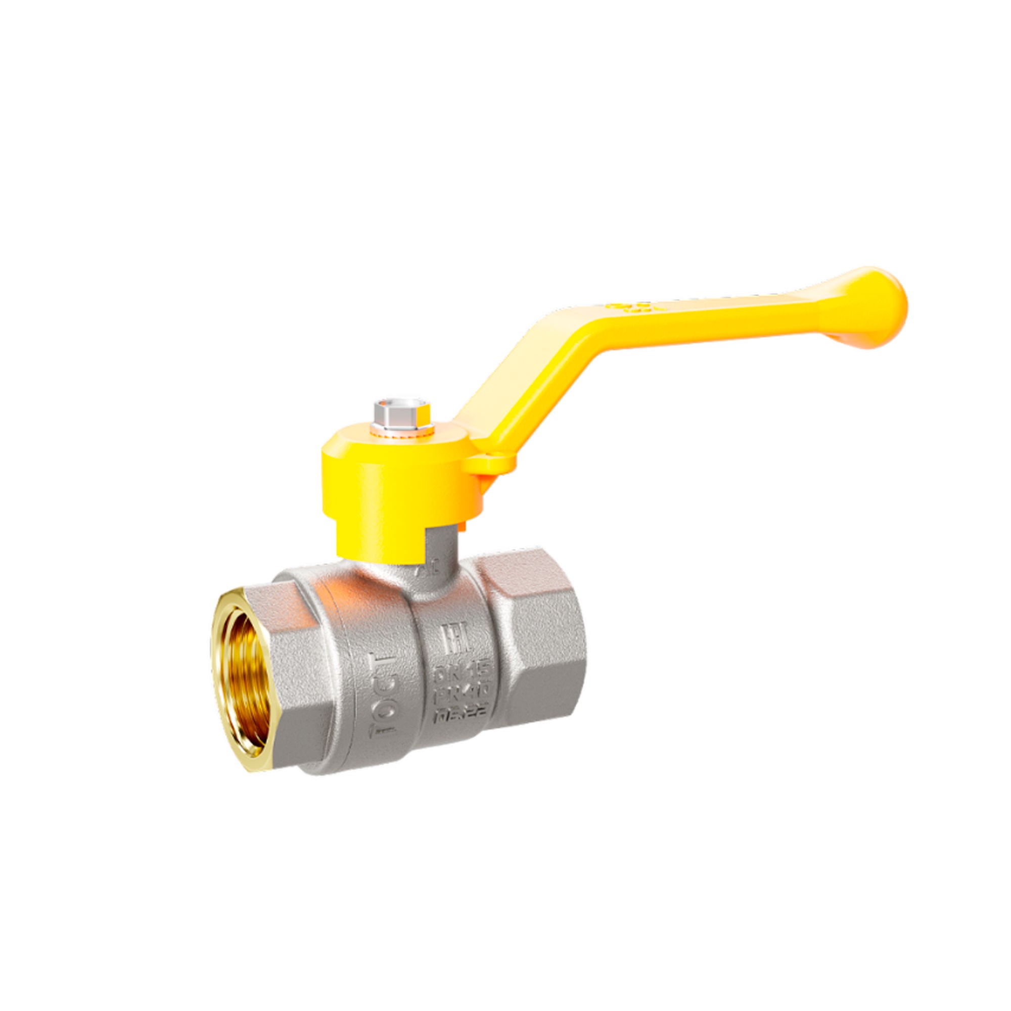 Кран шаровой латунный LD Pride GAS Ду 40 Ру 25 вн-вн рычаг с биркой 47.40.В-В.Р GAS