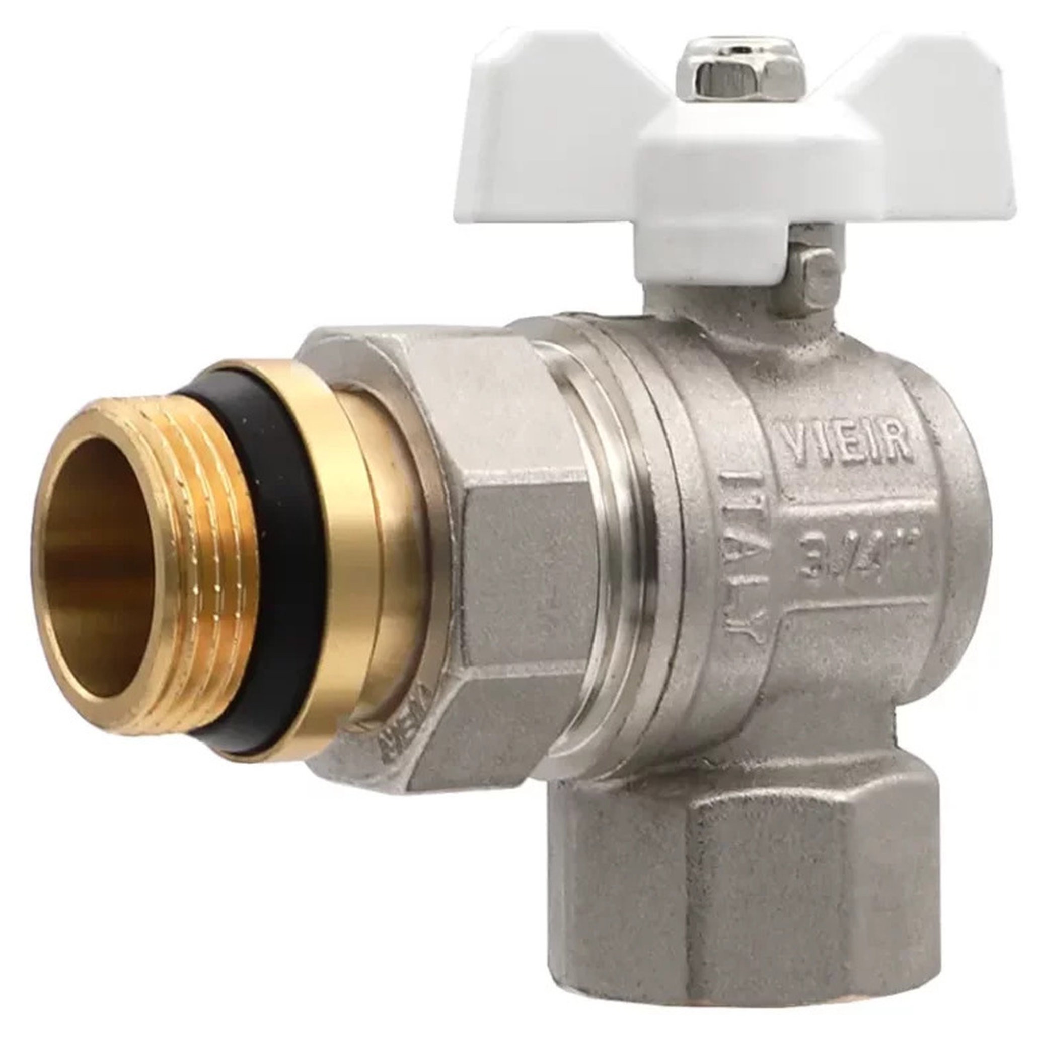 Кран шаровой ViEiR угловой со сгоном 1/2 НР-ВР бабочка с уплотнением VER47A