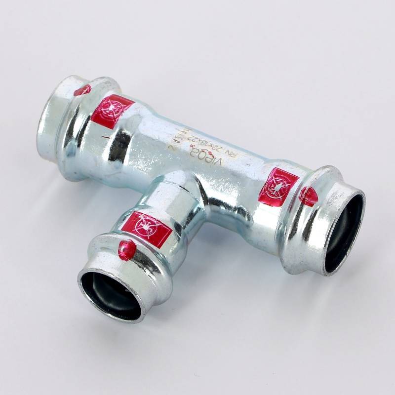 Тройник пресс Viega Prestabo оцинкованная сталь 22х18х22 мм 558703