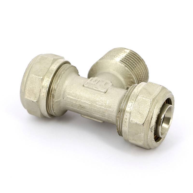 Тройник обжимной Tiemme никелированный 26x3/4x26 наружная резьба 1600070