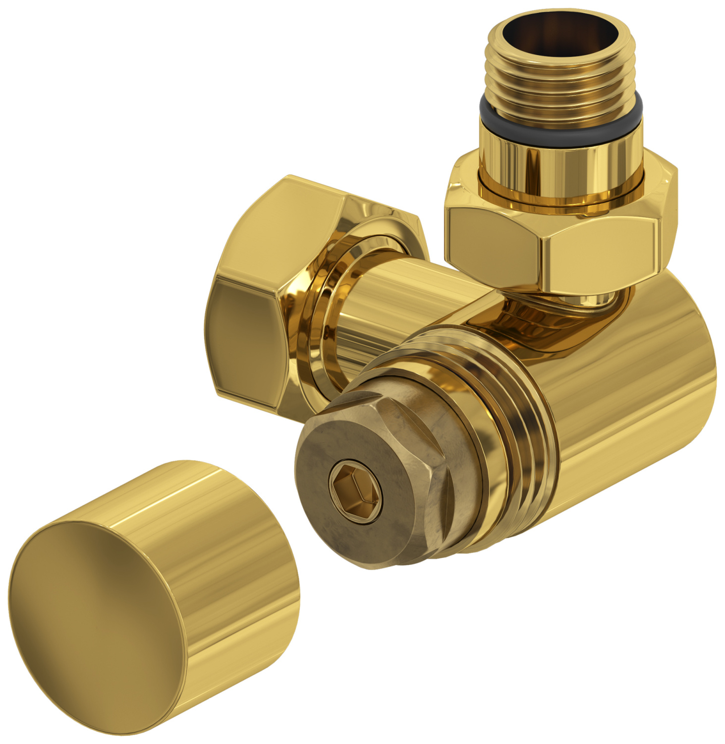 Вентиль регулирующий Сунержа 3D правый шестигранник G 1/2 x G 3/4 золото глянец 03-1407-1234