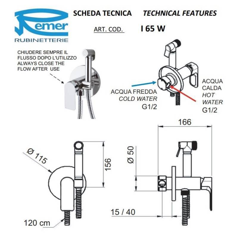 Душ гигиенический Remer Infinity хром I65W
