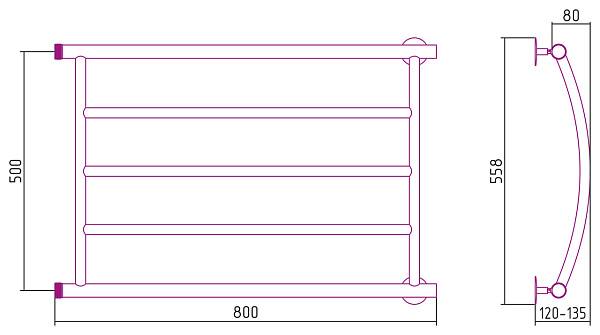 Полотенцесушитель водяной Стилье Минор 0602 80x50 см 00602-5080