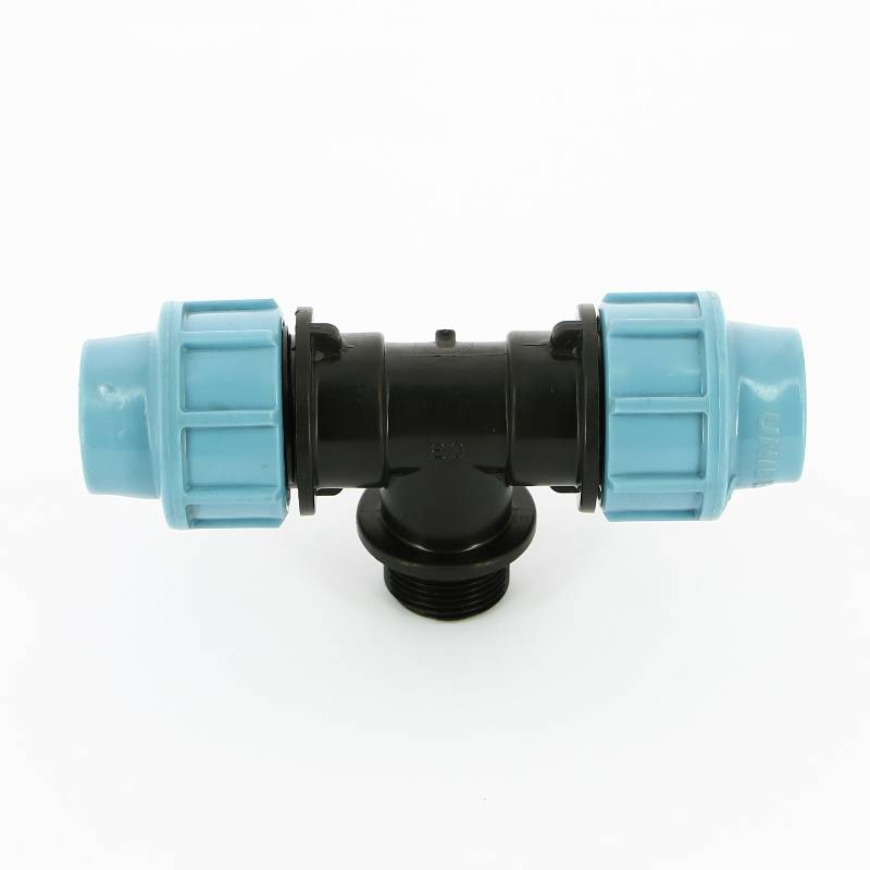 Тройник компрессионный Unidelta для труб ПНД 20х3/4 НР 1010020003