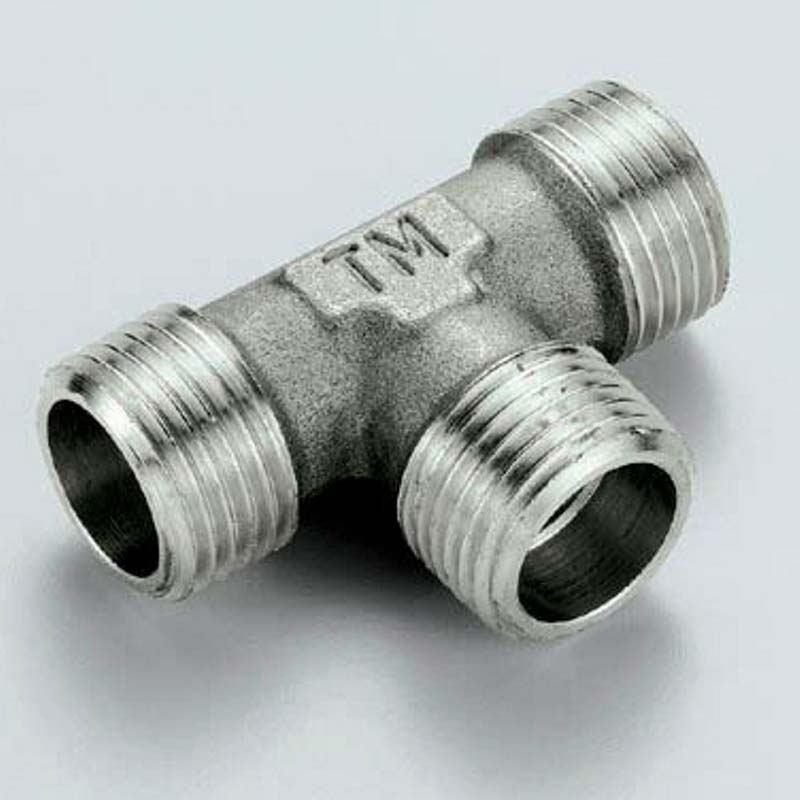 Тройник с наружной резьбой Tiemme 3/8 никелированный 1500619