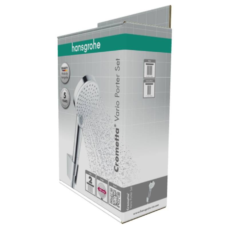 Душевой гарнитур Hansgrohe Crometta 100 Vario с держателем и шлангом 160 см белый/хром 26692400