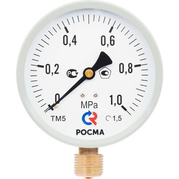 Манометр Росма ТМ-510P.00 M2 100 мм 0-10 бар M20x1.5 радиальный кл.1.5 00000010514