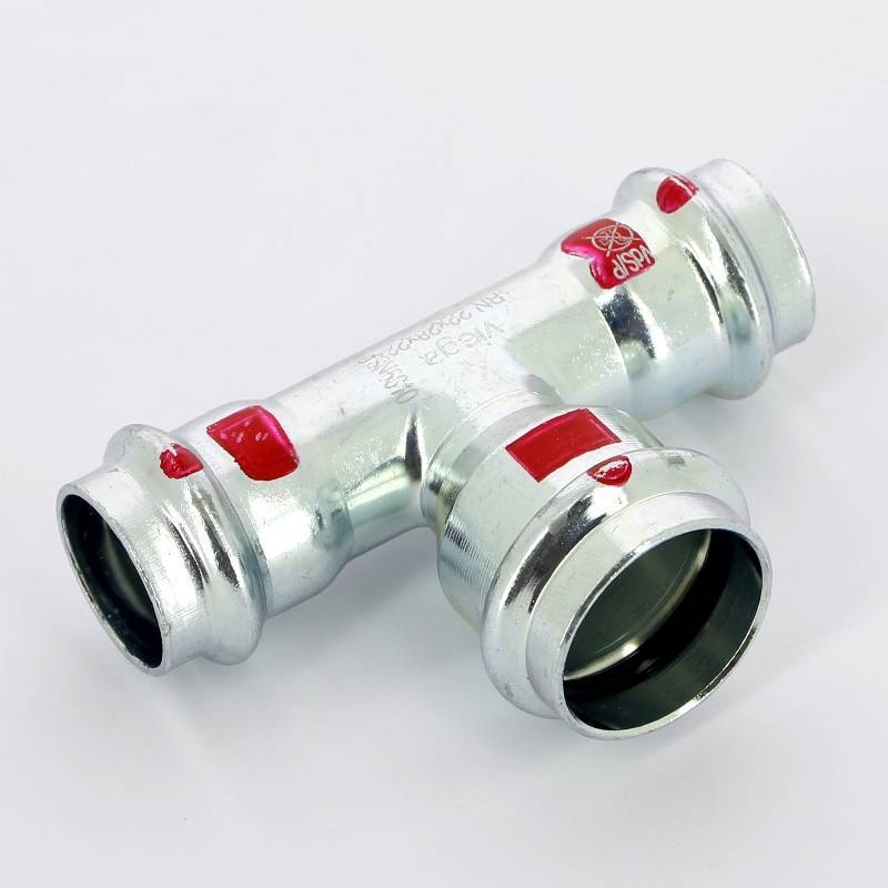 Тройник пресс Viega Prestabo оцинкованная сталь 22х28х22 мм 558871