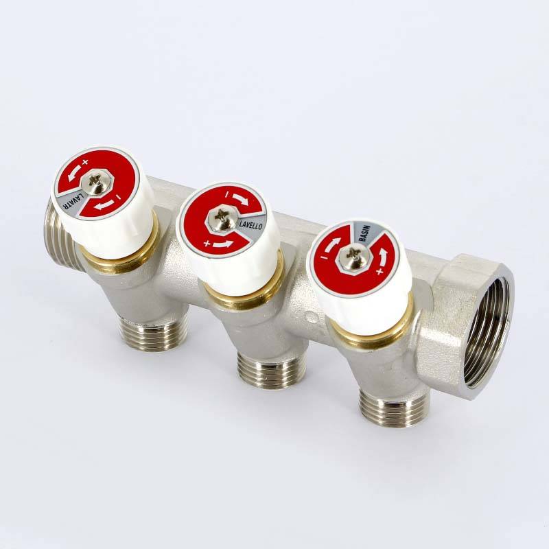 Коллектор никелированный Uni-Fitt 1 НВ 3 выхода 1/2 Н 40 мм под плоскую прокладку 405N4230