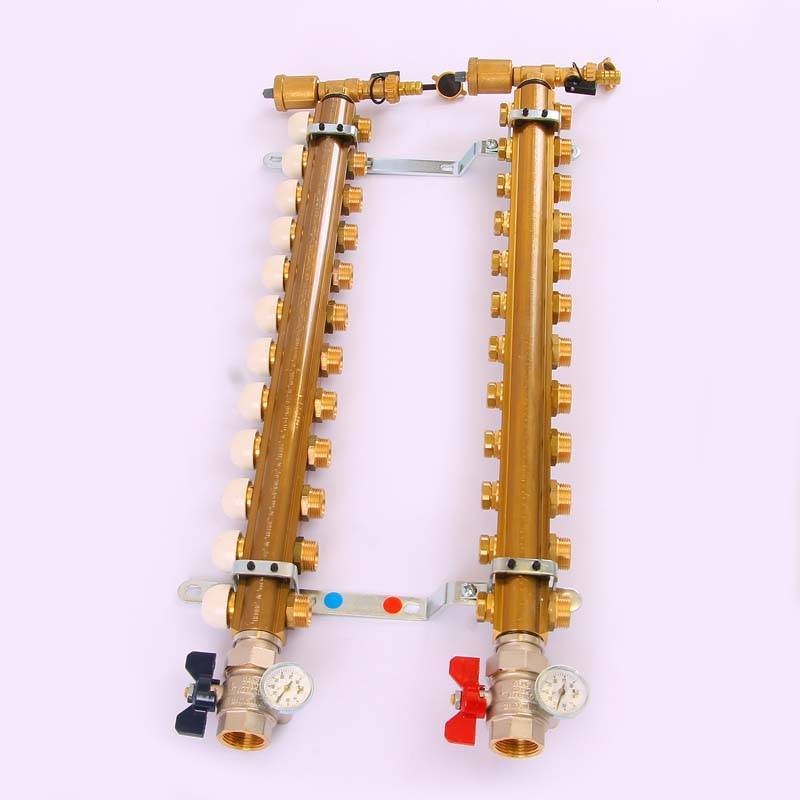 Коллекторная группа Tiemme 1x3/4 EK 12 выходов с кронштейнами и вентилями 3870049