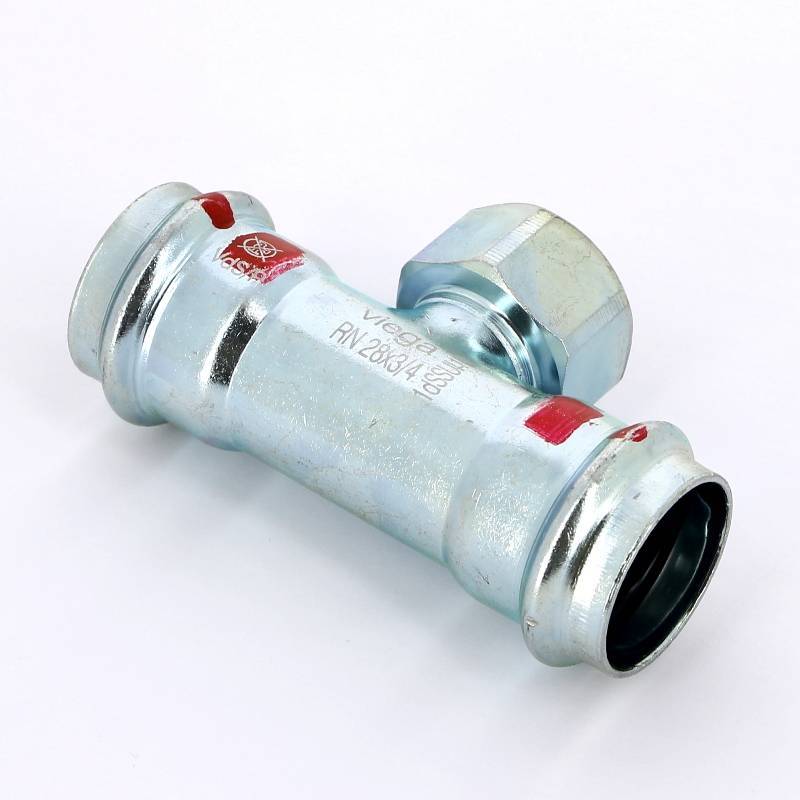 Тройник пресс-ВР оцинкованная сталь Viega Prestabo 28х3/4х28 мм 558925