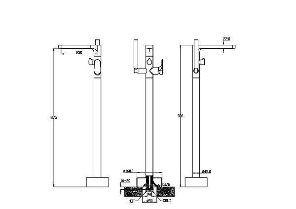Смеситель напольный для ванны с душем Boheme Spectre бронза матовая 459-BR