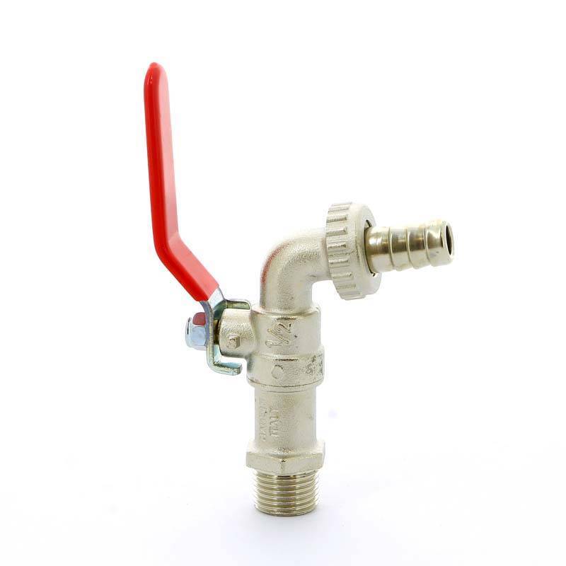 Кран садовый шаровой Tiemme EOLO 1/2 со штуцером и стальной ручкой 2500006