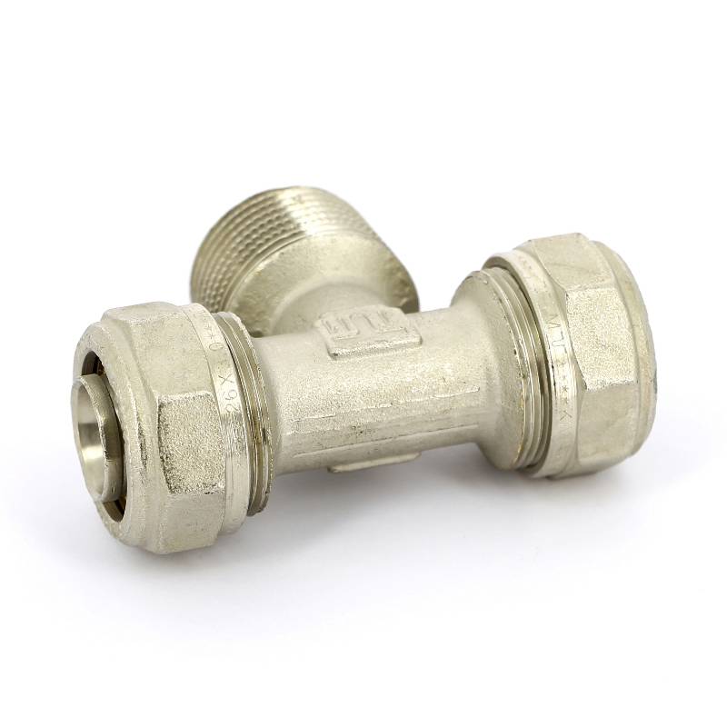 Тройник обжимной Tiemme никелированный 26x3/4x26 наружная резьба 1600070