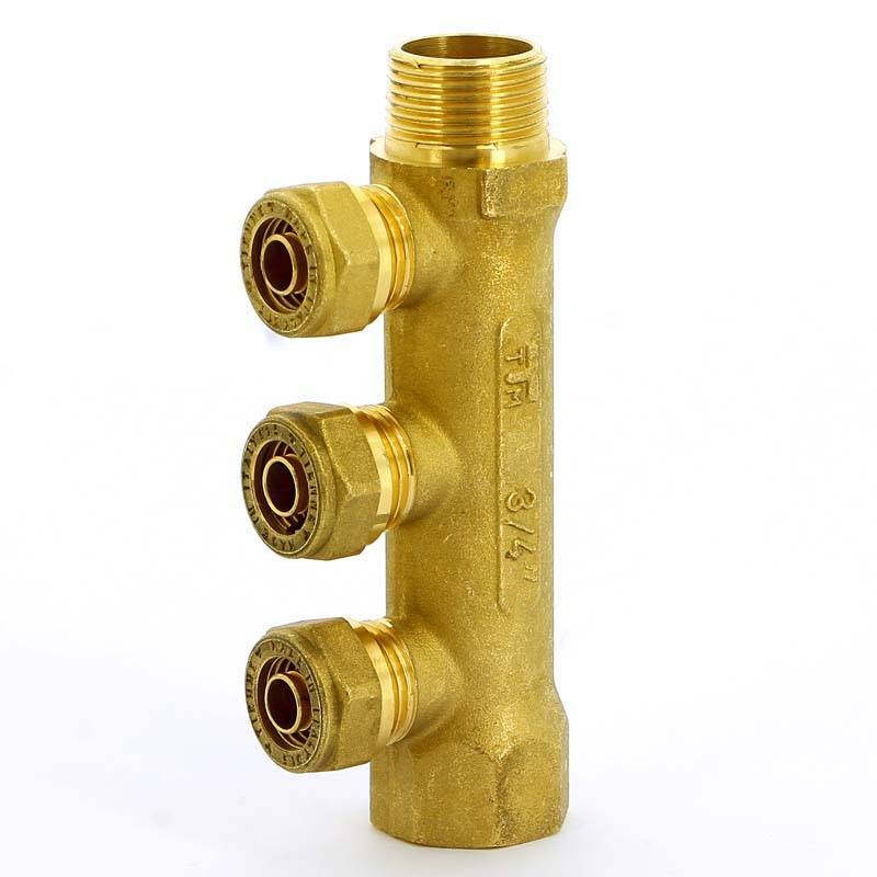 Коллектор Tiemme 3/4 3 выхода 15 мм обжим 36 мм 1910006