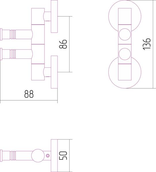 Держатель полотенец поворотный Сунержа Веер-2 88 мм черный хром 01-3010-2088