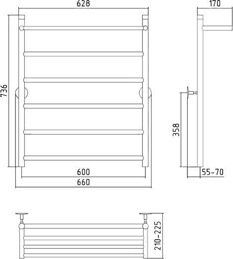 Полотенцесушитель водяной Стилье Универсал-54 66x73.6 см без покрытия 00654-8060