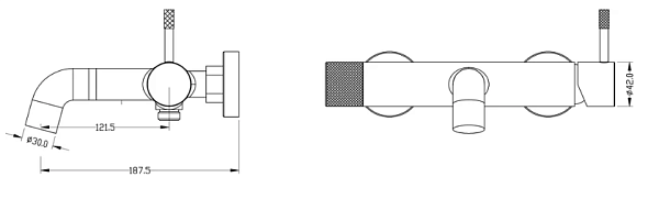 Смеситель для ванны Boheme Uno черный матовый / золото матовое 463-BG