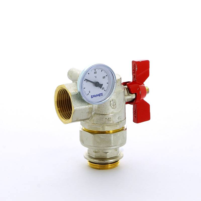 Комплект шаровых кранов угловых Emmeti Progress 1 НВ с термометром 2 шт 01306264