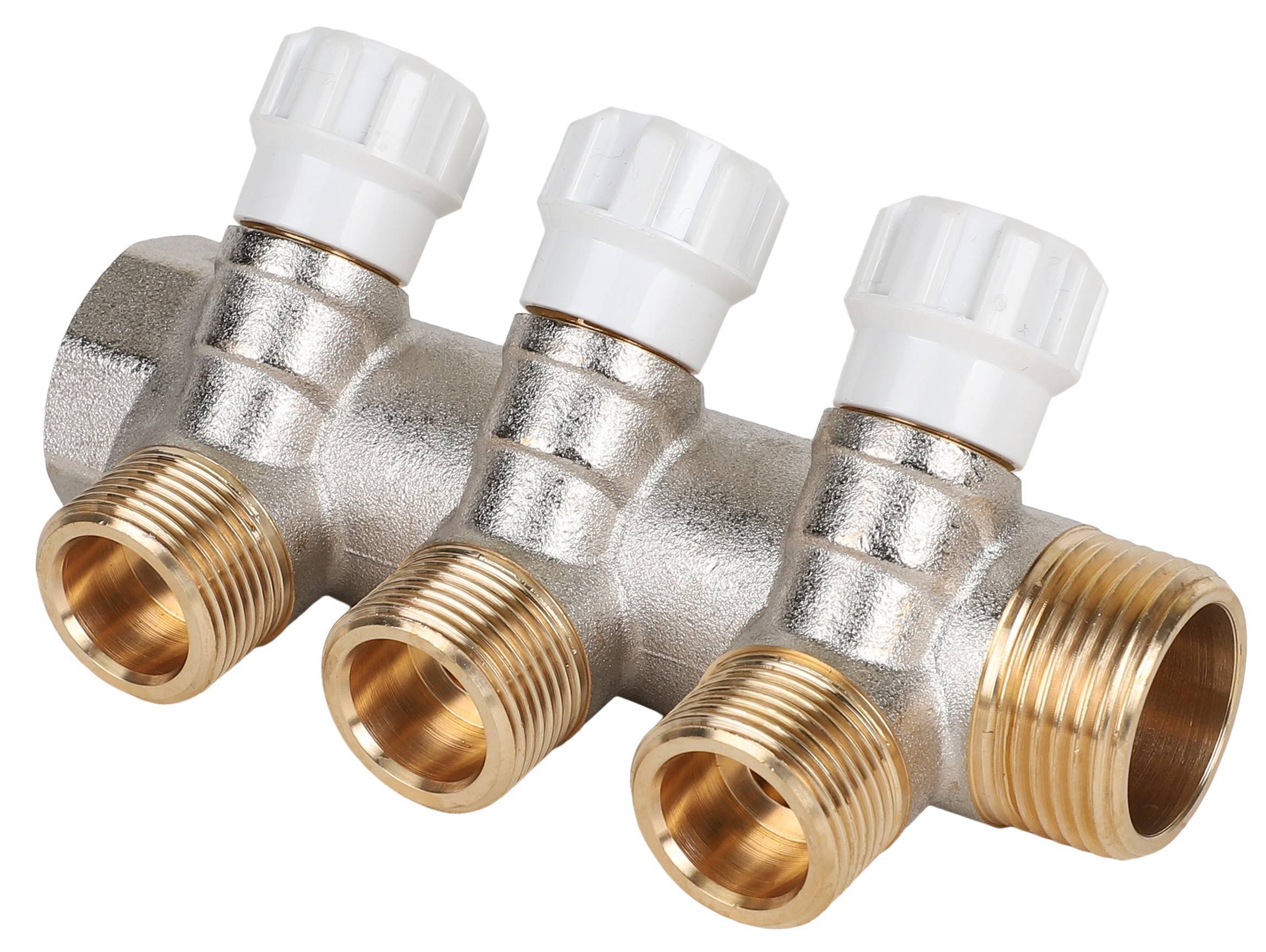 Коллектор латунный с регулирующими вентилями MVI 1 x 3/4 дюйма 3 выхода AMM.403.0605