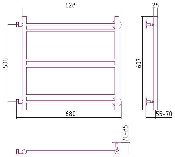 Полотенцесушитель водяной Стилье Версия-Б1 60x50 см белый 12611-5060