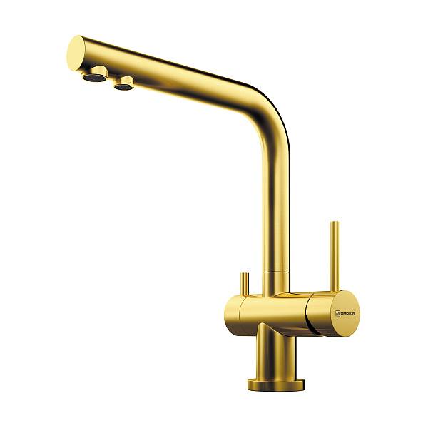 Смеситель для кухни Omoikiri Nagano-LG с подключением фильтра светлое золото 4994178