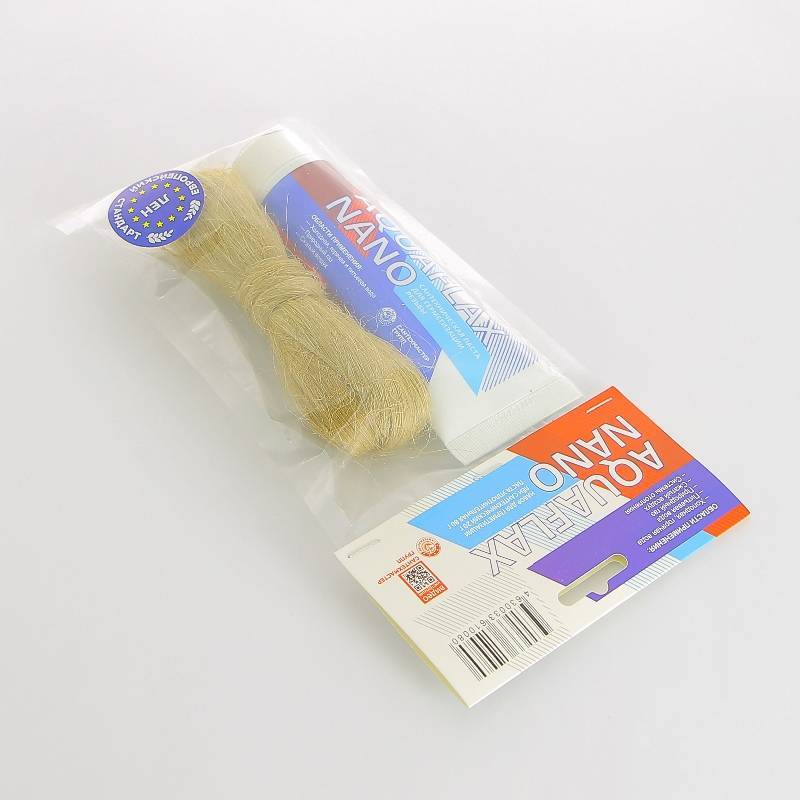 Набор для герметизации СантехМастер Aquaflax Nano лен 20 г и паста 80 г 61008